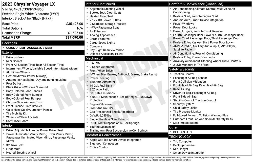 Used 2023 Chrysler Voyager LX image 49