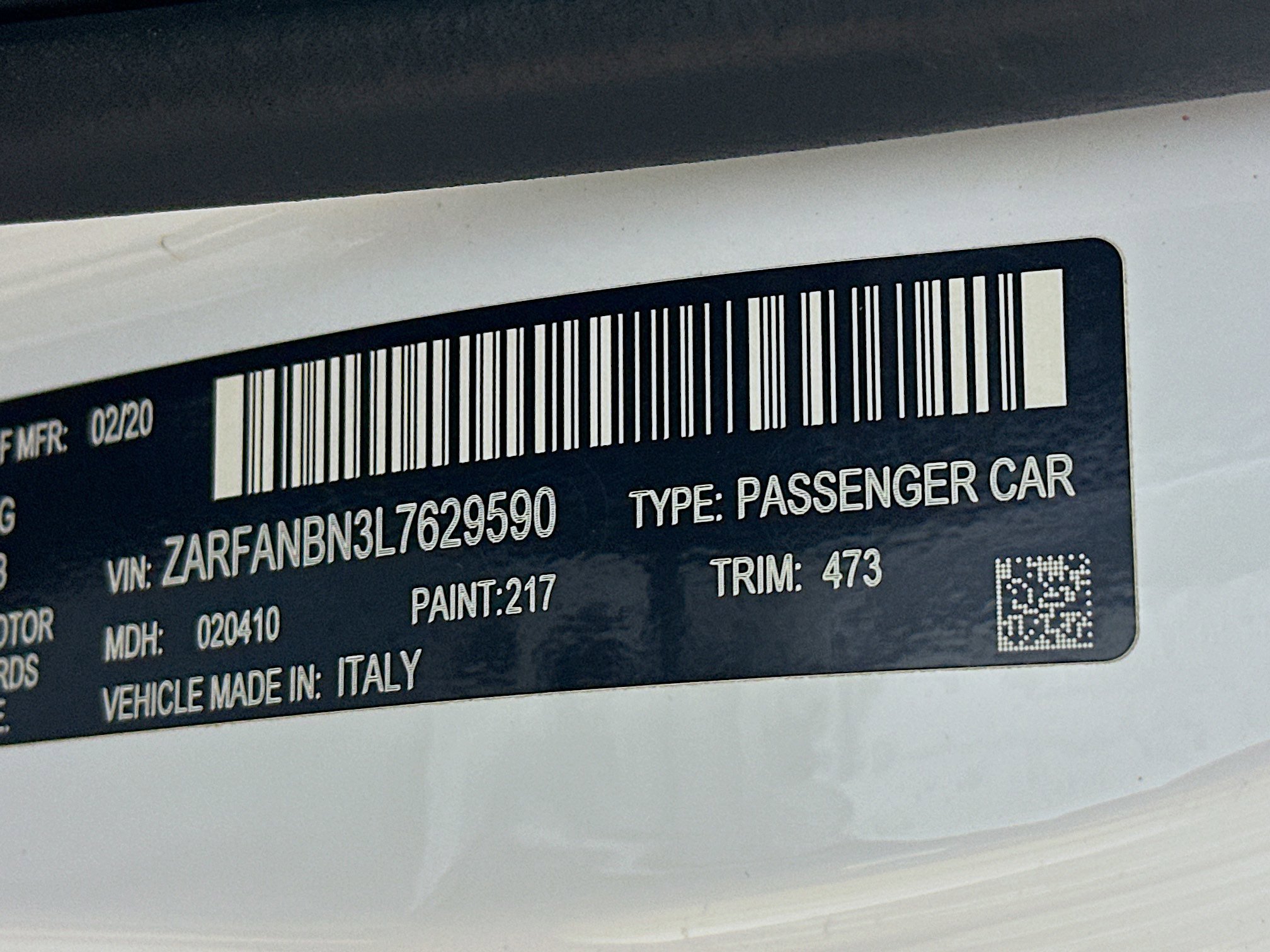 Used 2020 Alfa Romeo Giulia Ti Sport w/ Quick Order Package 22S Sport image 12