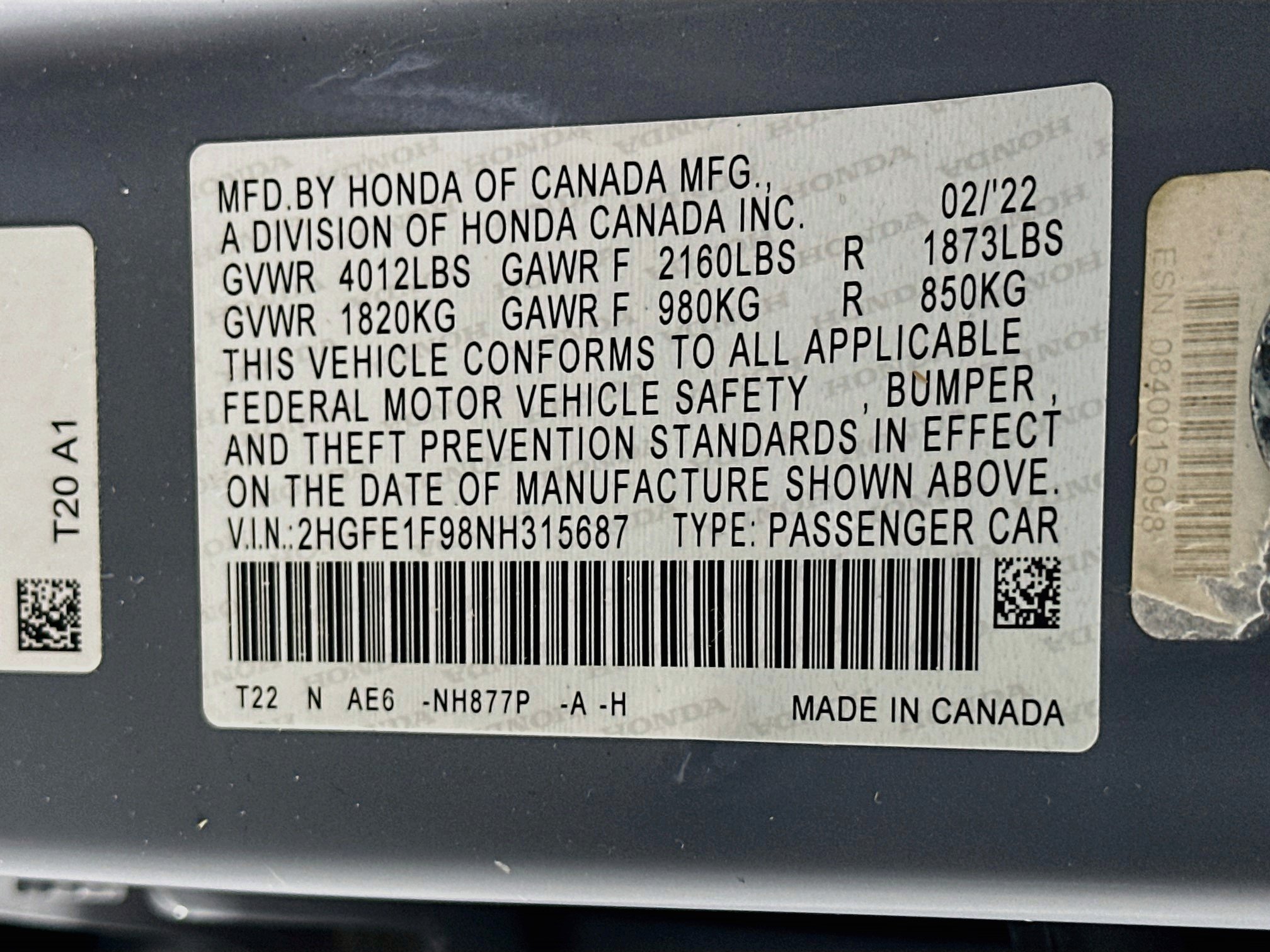 Used 2022 Honda Civic Touring image 12