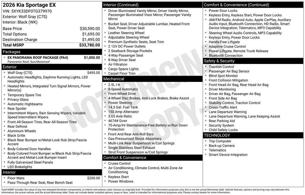 New 2026 Kia Sportage EX w/ EX Panorama Roof Package FWD image 6