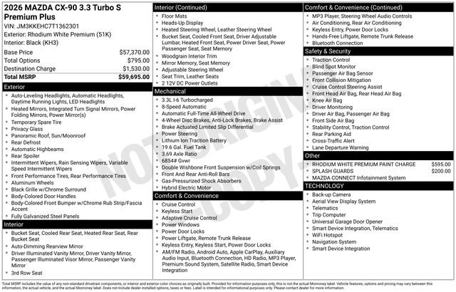 New 2026 MAZDA CX-90 3.3 Turbo S w/ Premium Plus AWD/4WD image 4