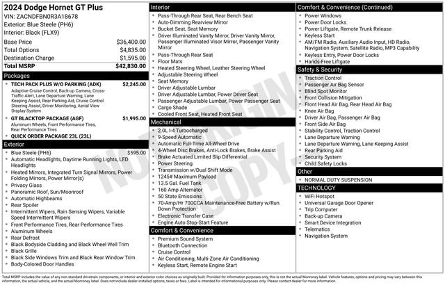 Used 2024 Dodge Hornet GT Plus w/ Tech Pack Plus w/o Parking image 6