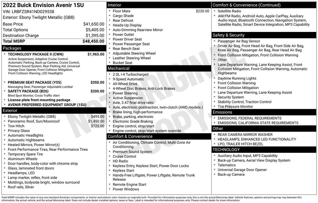 Used 2022 Buick Envision Avenir w/ Technology Package II image 6