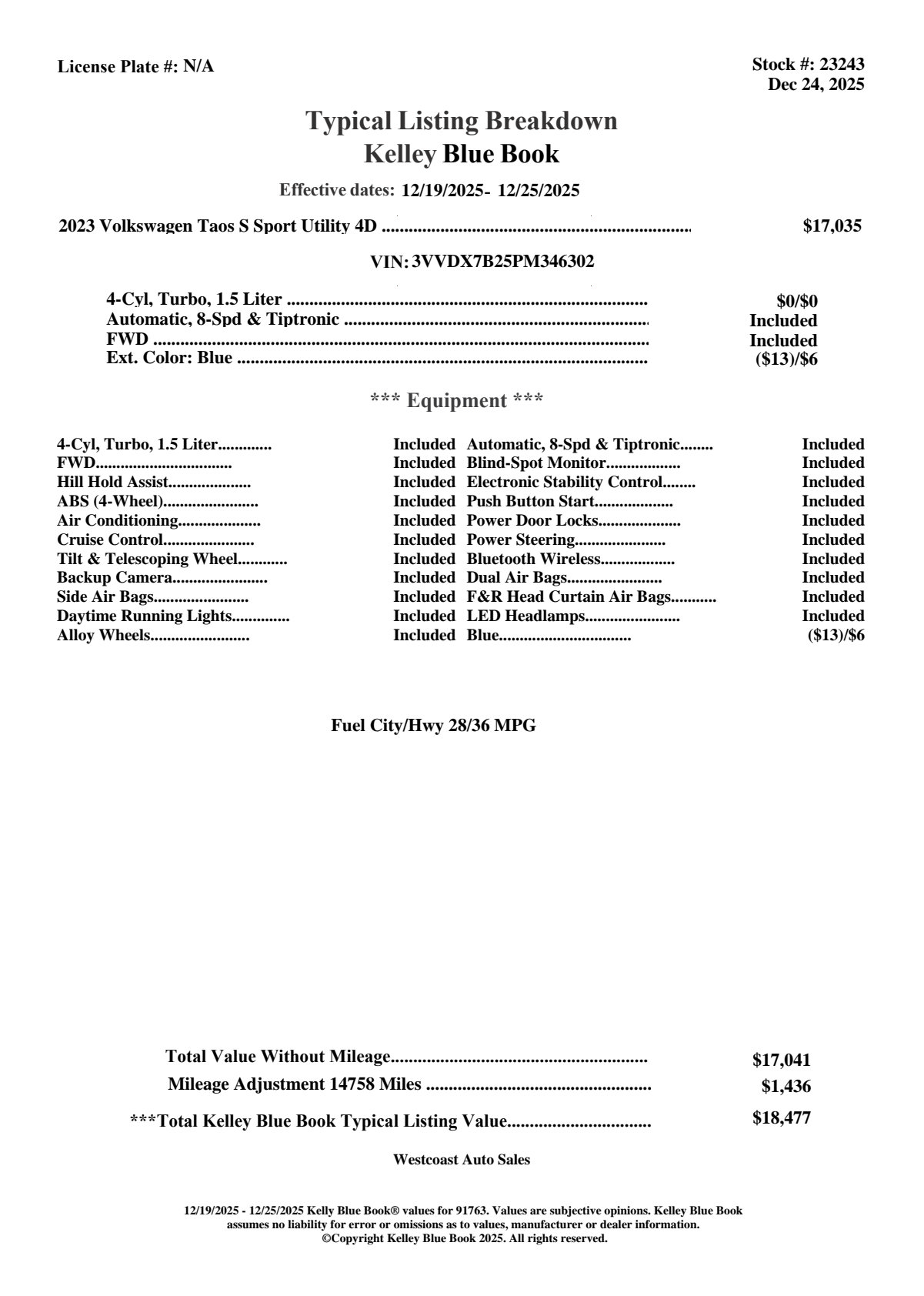 Used 2023 Volkswagen Taos S w/ Driver Assistance Package image 5