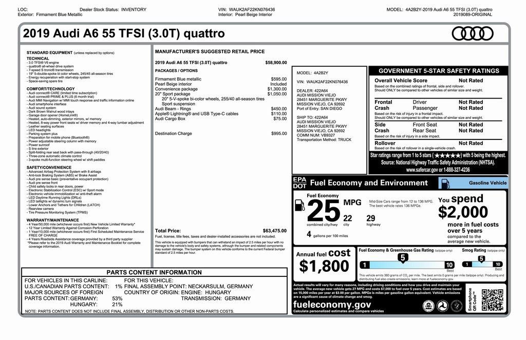 Used 2019 Audi A6 3.0T Premium w/ Convenience Package image 4