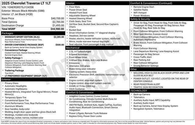 Used 2025 Chevrolet Traverse LT w/ Midnight/Sport Edition image 15