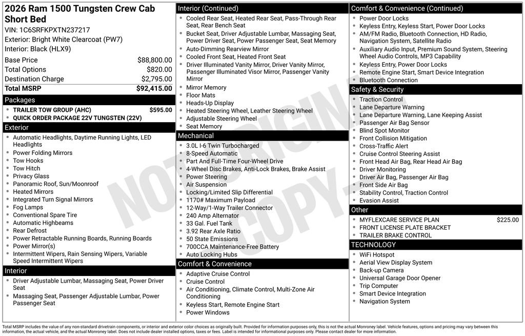 New 2026 RAM 1500 Tungsten w/ Trailer Tow Group AWD/4WD image 6