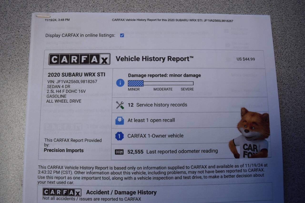 Used 2020 Subaru WRX STI w/ Popular Package #1 image 49