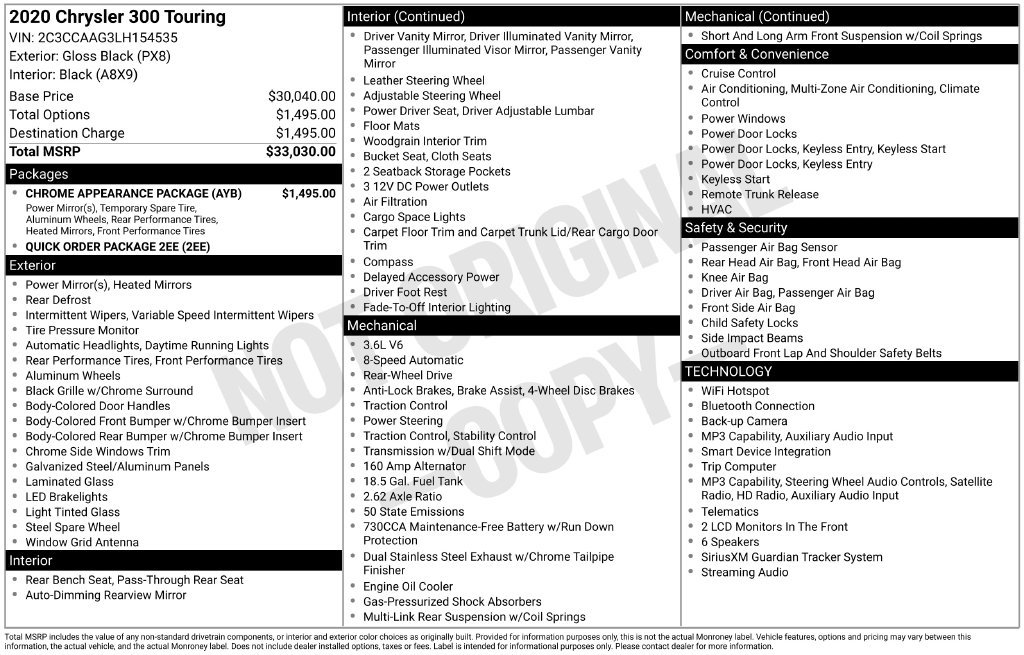 Used 2020 Chrysler 300 Touring w/ Chrome Appearance Package RWD image 9