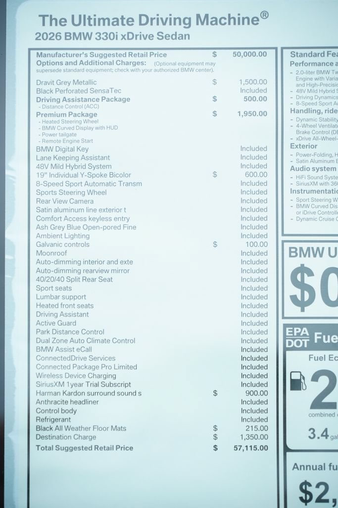 New 2026 BMW 330i xDrive Sedan w/ Premium Package AWD/4WD image 8