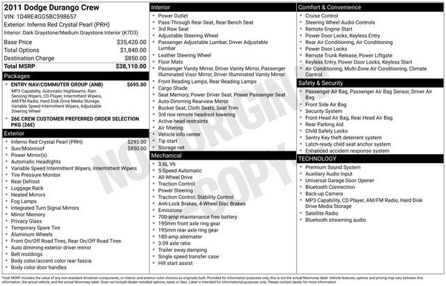 Used 2011 Dodge Durango Crew w/ Entry Nav/Commuter Group AWD/4WD image 3