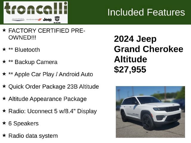 Certified 2024 Jeep Grand Cherokee Altitude RWD image 5