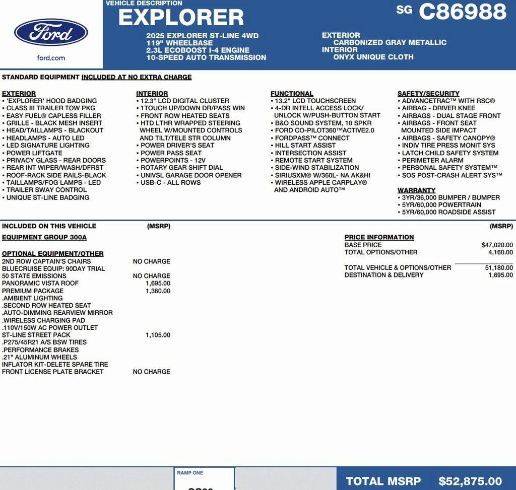 New 2025 Ford Explorer ST-Line w/ Premium Package image 2