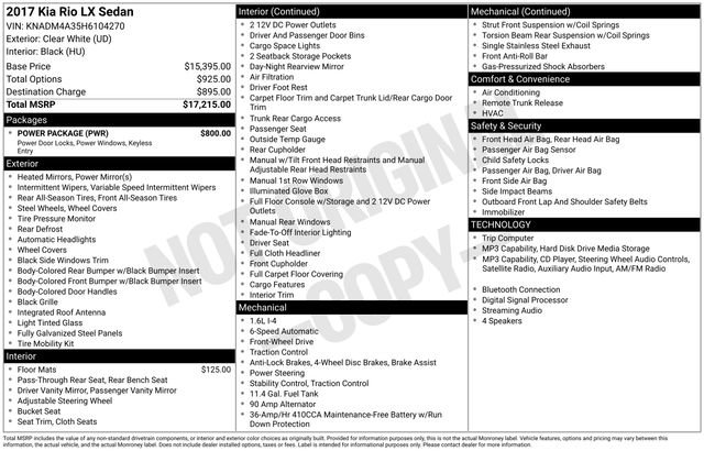 Used 2017 Kia Rio LX w/ Power Package FWD image 4
