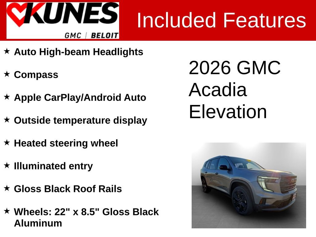New 2026 GMC Acadia Elevation w/ Black Edition image 3