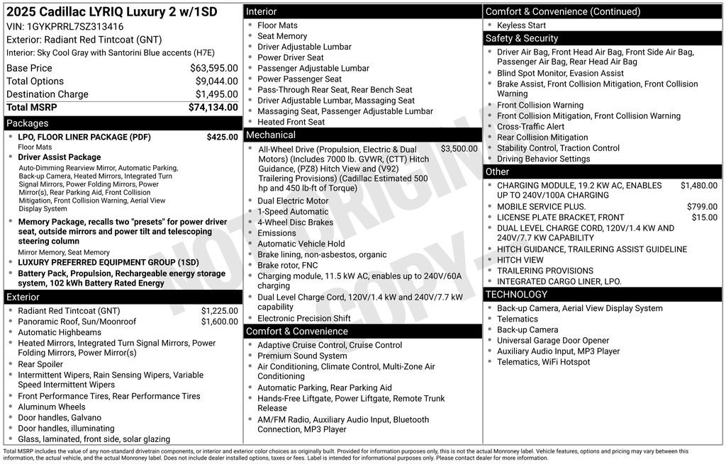 New 2025 Cadillac Lyriq Premium Luxury w/ LPO, Floor Liner Package image 11