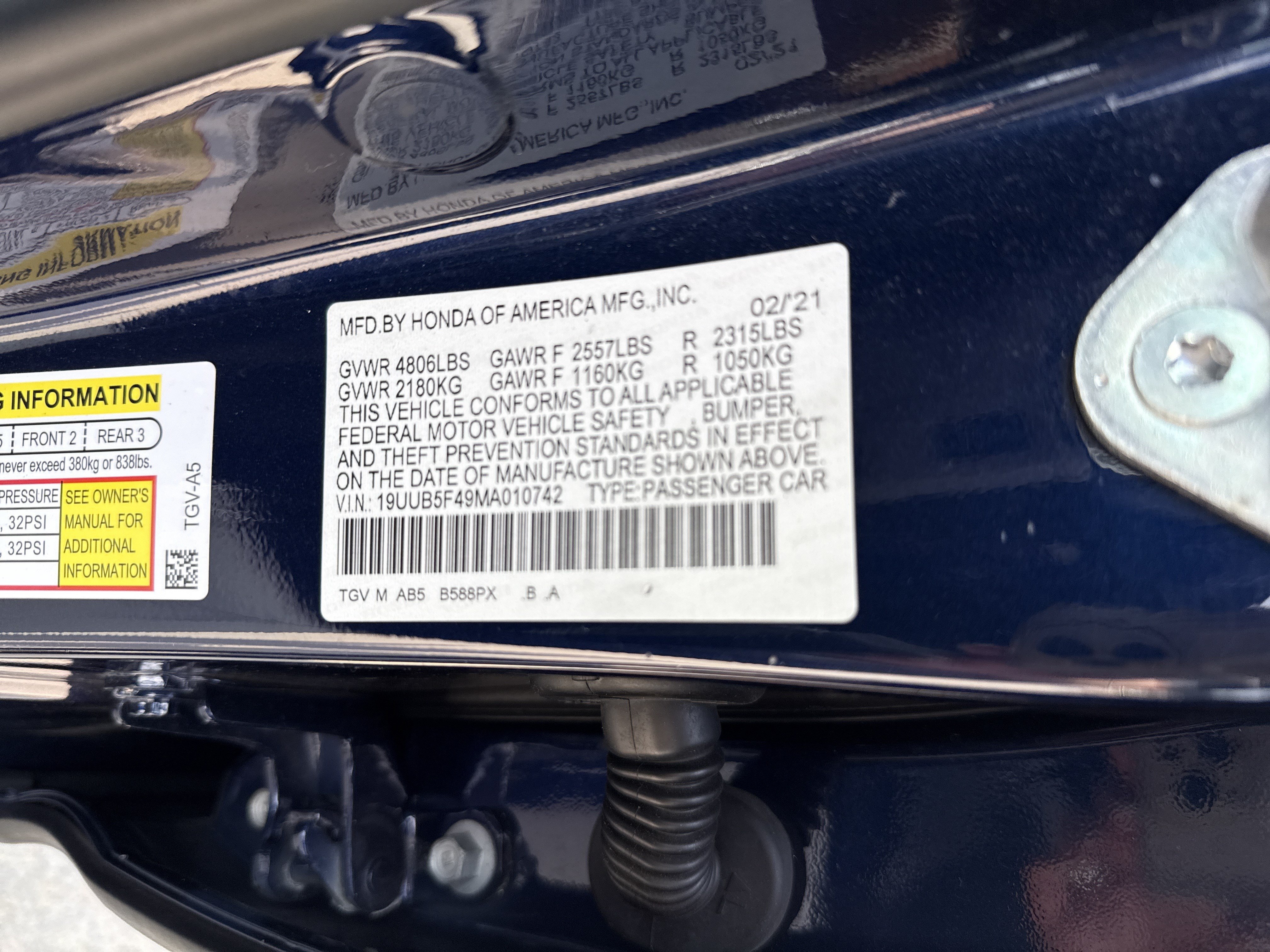 Certified 2021 Acura TLX w/ Technology Package FWD image 34