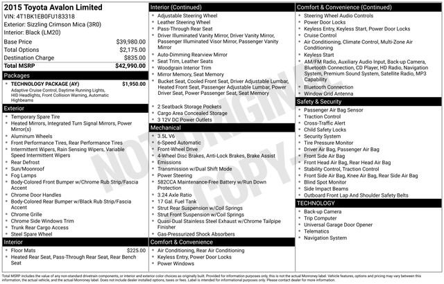 Used 2015 Toyota Avalon Limited w/ Technology Package FWD image 23