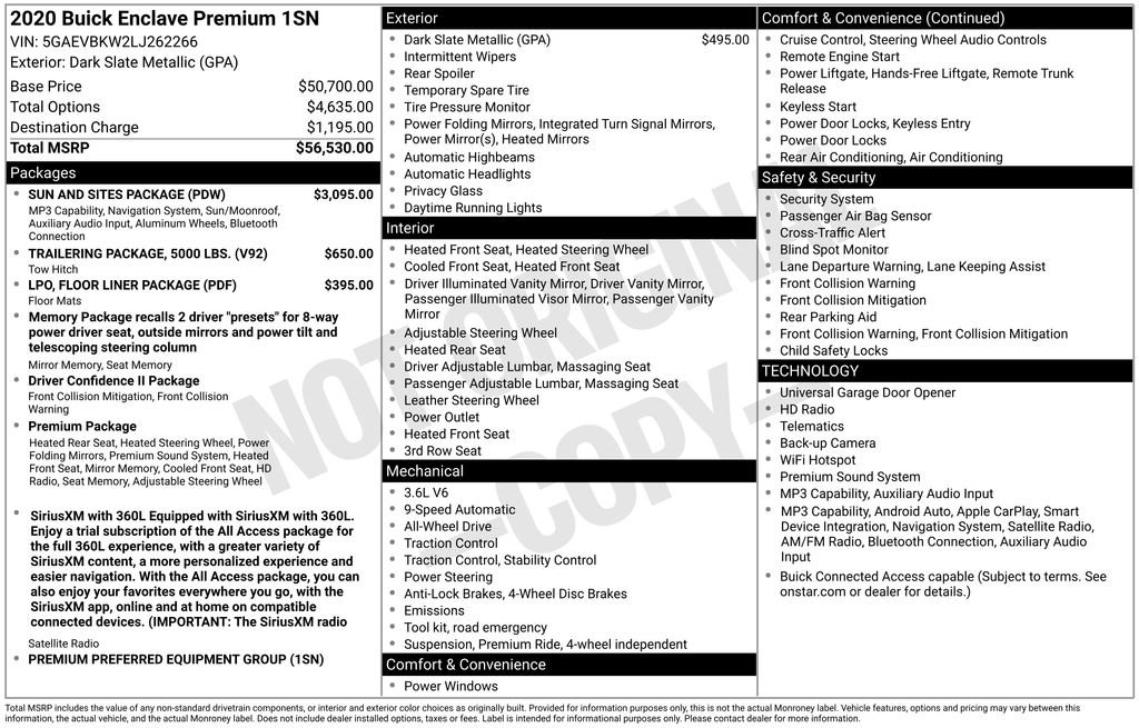 Certified 2020 Buick Enclave Premium w/ Sun and Sites Package AWD/4WD image 32