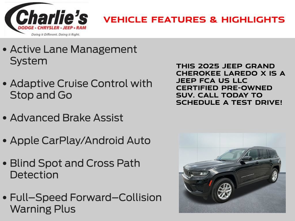 Certified 2025 Jeep Grand Cherokee Laredo X w/ Luxury Tech Group I AWD/4WD image 7