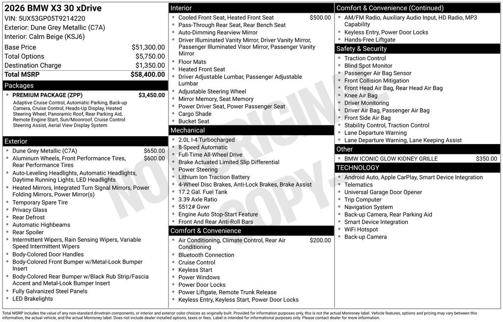New 2026 BMW X3 xDrive30i w/ Premium Package AWD/4WD image 28