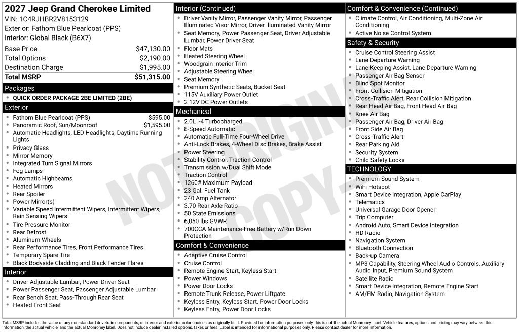 New 2027 Jeep Grand Cherokee Limited AWD/4WD image 45