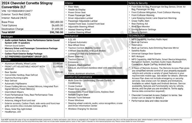 Certified 2024 Chevrolet Corvette Stingray Preferred Conv w/ 2LT RWD image 7