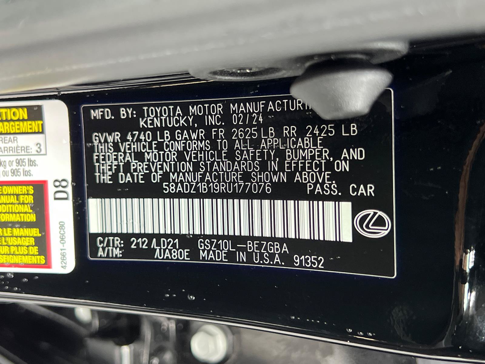 Certified 2024 Lexus ES 350 w/ Premium Package FWD image 33