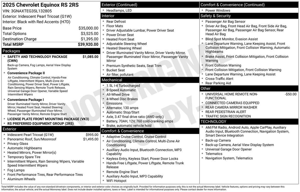 Used 2025 Chevrolet Equinox RS w/ Safety and Technology Package image 2