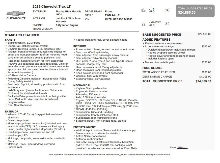 Used 2025 Chevrolet Trax LT w/ LT Convenience Package FWD image 34