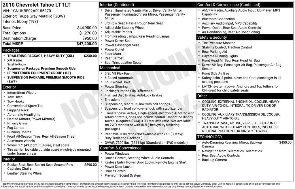 Used 2010 Chevrolet Tahoe LT AWD/4WD image 8