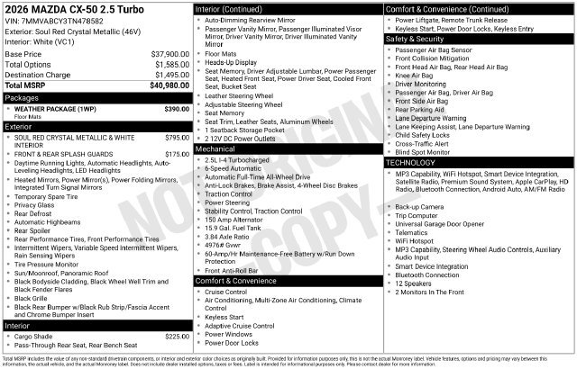 Used 2026 MAZDA CX-50 AWD 2.5 S w/ Weather Package image 9