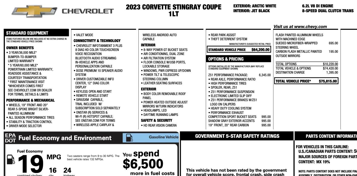 Used 2023 Chevrolet Corvette Stingray w/ Z51 Performance Package image 2