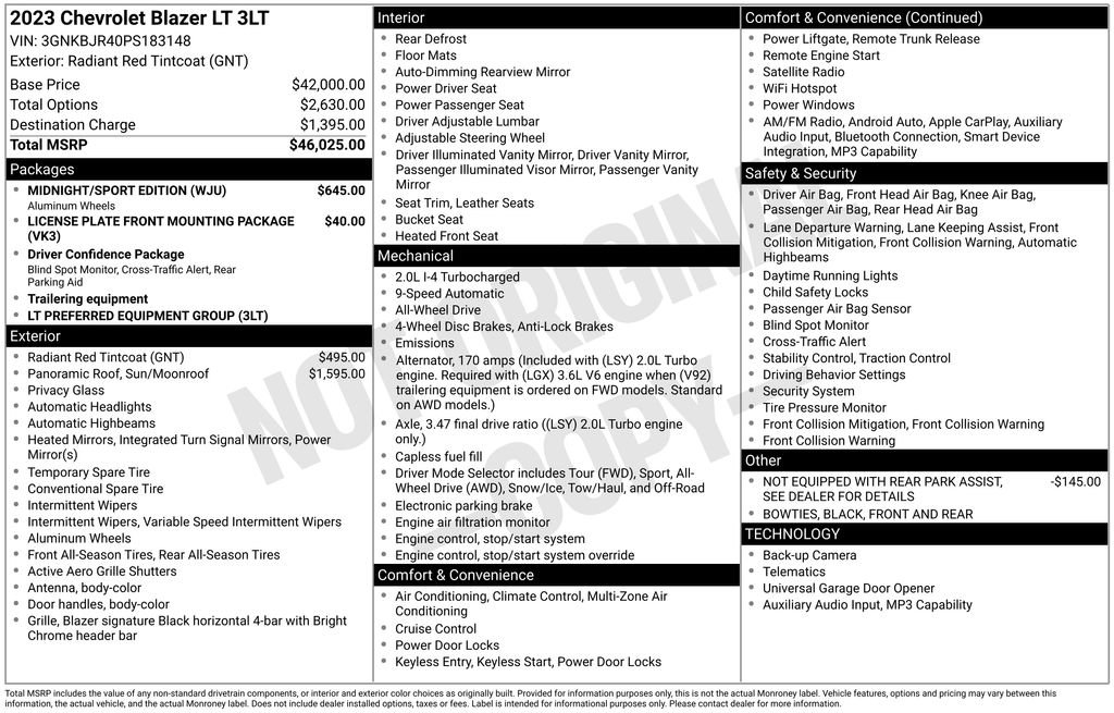 Used 2023 Chevrolet Blazer LT w/ Midnight/Sport Edition image 5