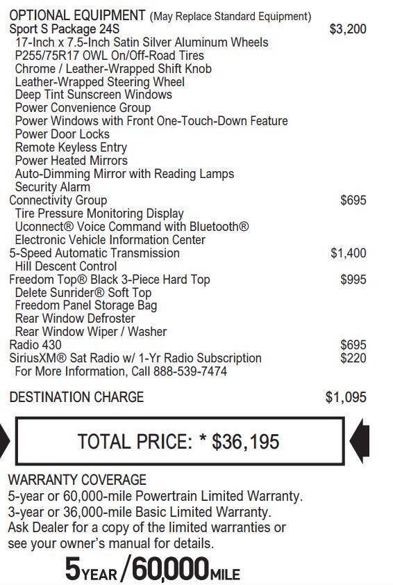 Used 2017 Jeep Wrangler Unlimited Sport w/ Quick Order Package 24S AWD/4WD image 14