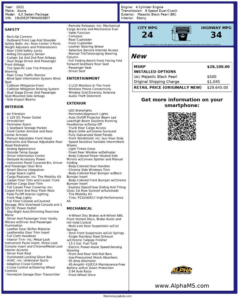 Used 2021 Acura ILX w/ Premium Package image 3