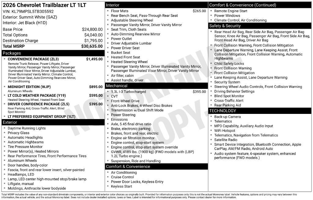 New 2026 Chevrolet TrailBlazer LT w/ Convenience Package FWD image 4