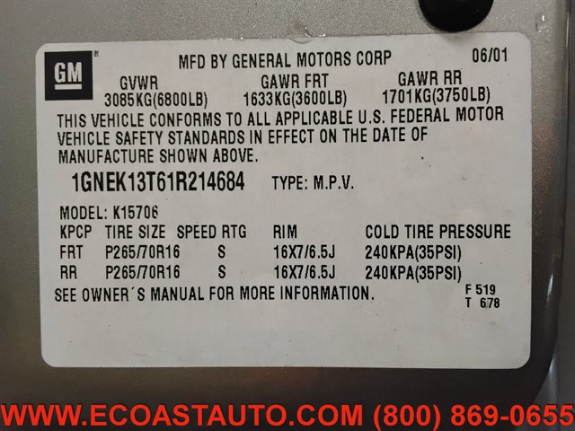 Used 2001 Chevrolet Tahoe LS w/ LS Preferred Equipment Group AWD/4WD image 18
