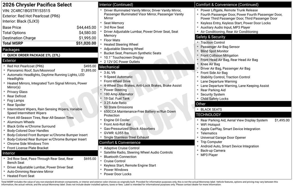 Used 2026 Chrysler Pacifica Select FWD image 33
