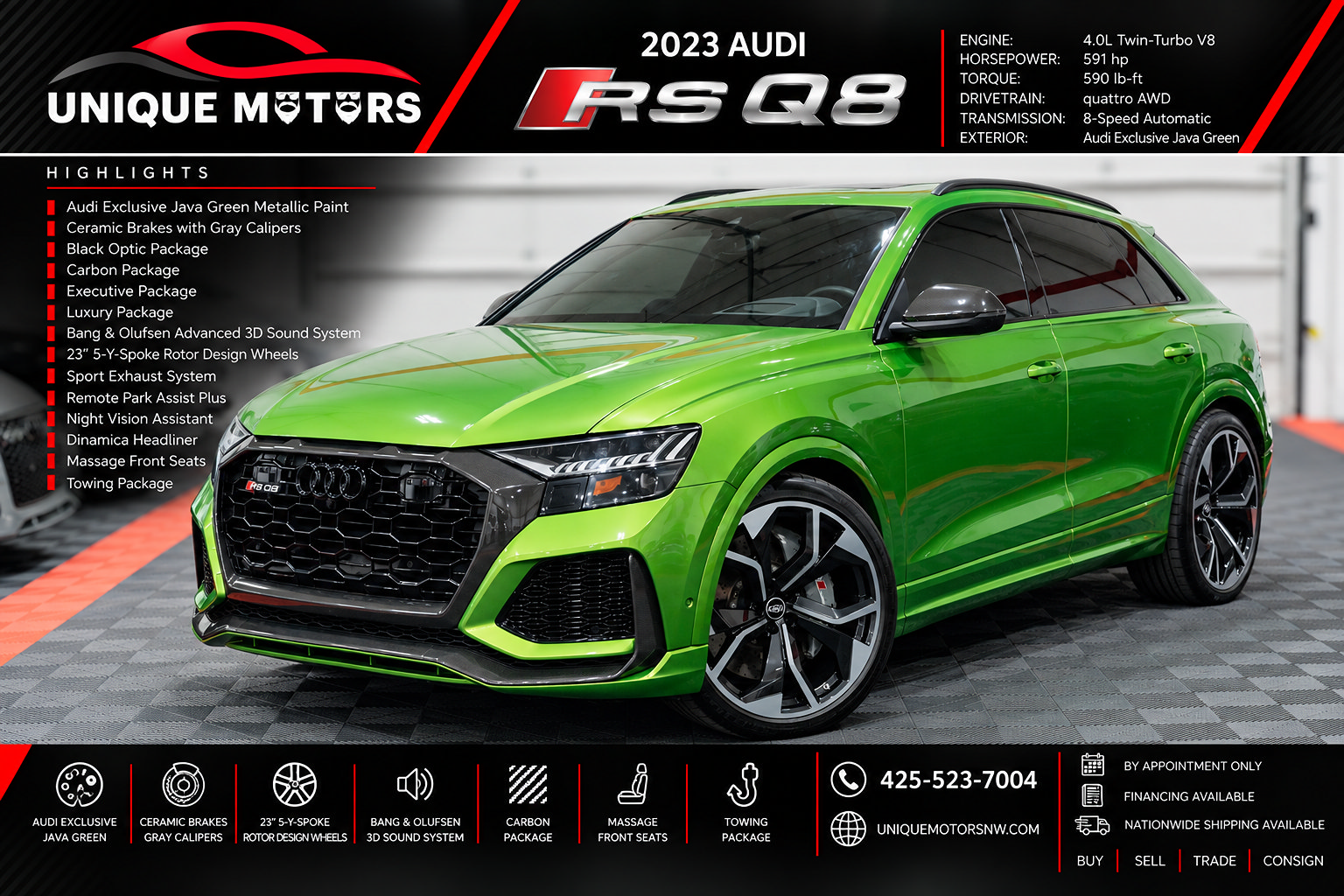 Used 2023 Audi RS Q8 w/ Black Optic Package