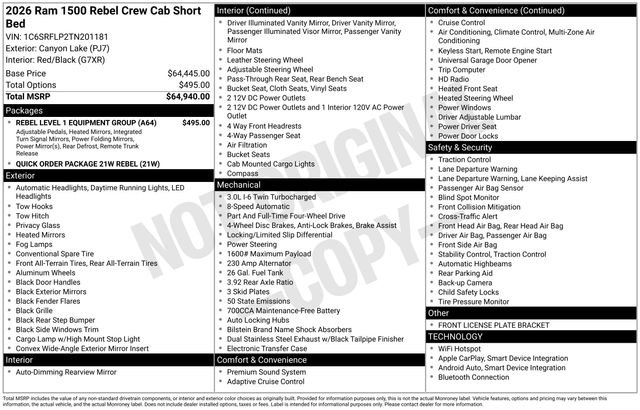 New 2026 RAM 1500 Rebel w/ Rebel Level 1 Equipment Group image 28