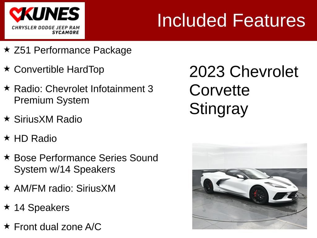 Used 2023 Chevrolet Corvette Stingray Premium Conv w/ Z51 Performance Package RWD image 4