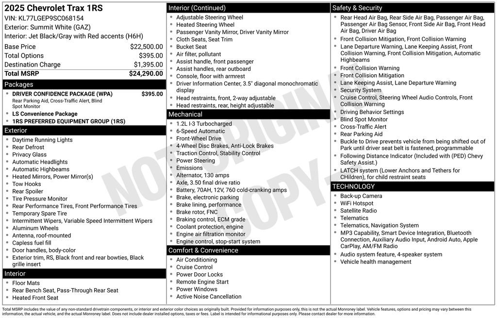 Certified 2025 Chevrolet Trax RS w/ Driver Confidence Package FWD image 6