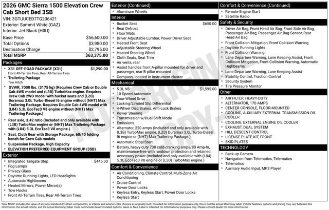 New 2026 GMC Sierra 1500 Elevation w/ X31 Off-Road Package AWD/4WD image 28