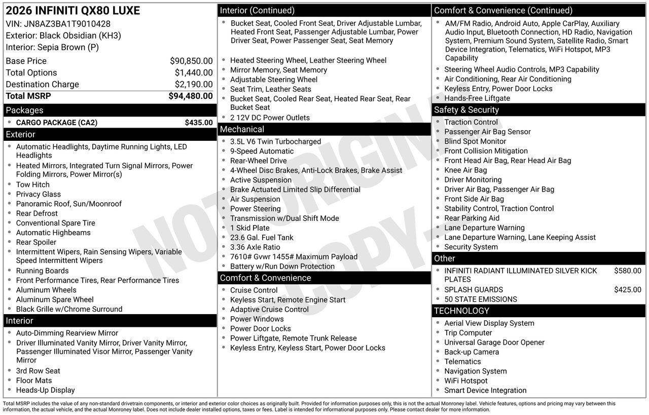Certified 2026 INFINITI QX80 Luxe w/ Cargo Package RWD image 34