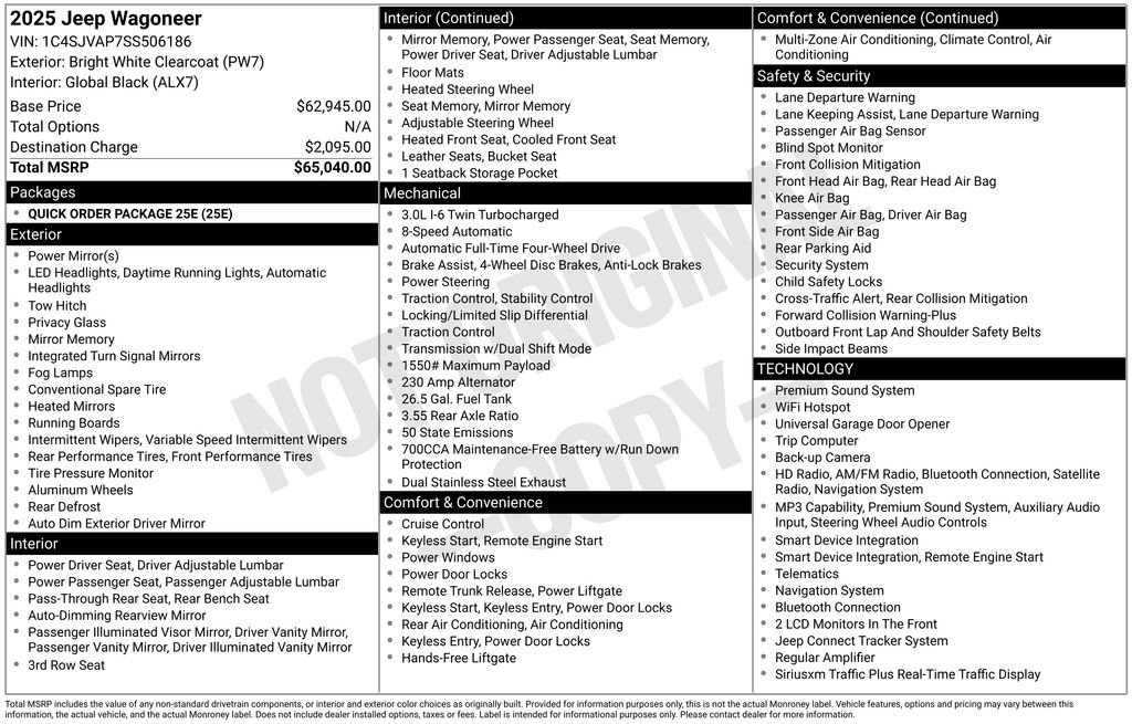 Used 2025 Jeep Wagoneer 4WD image 1