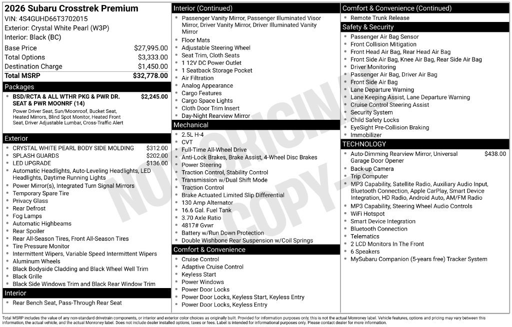 Certified 2026 Subaru Crosstrek 2.5i Premium AWD/4WD image 26