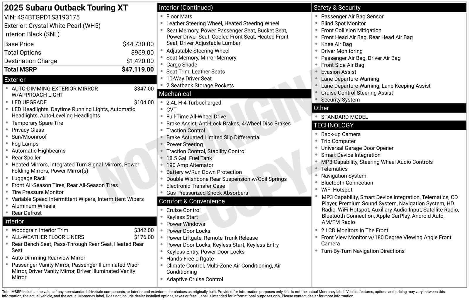 Used 2025 Subaru Outback Touring XT AWD/4WD image 4