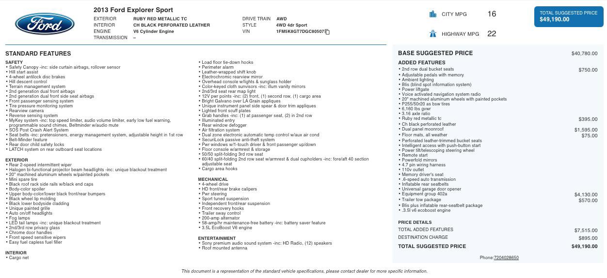 Used 2013 Ford Explorer Sport image 2