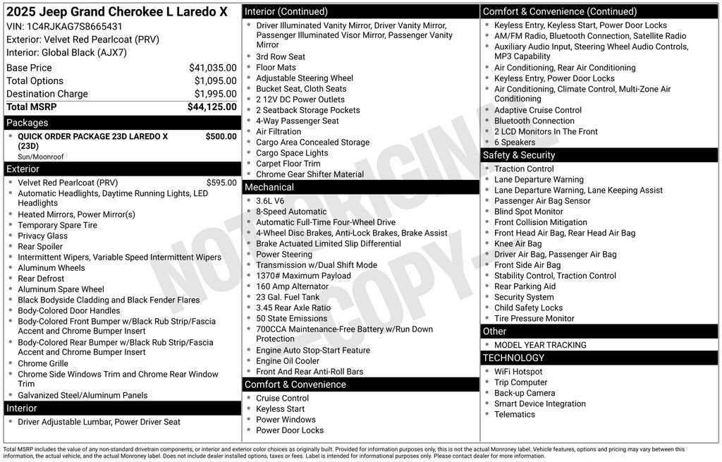 New 2025 Jeep Grand Cherokee L Laredo image 6